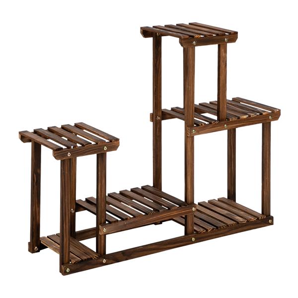 4-Story 7-Seat Indoor And Outdoor Multi-Function Carbonized Wood Plant Stand