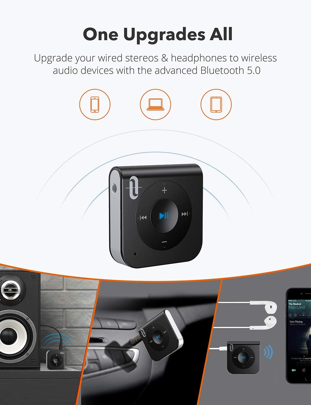 Bluetooth Receiver, AUX Adapter Wireless Audio Adapter-TaoTronics