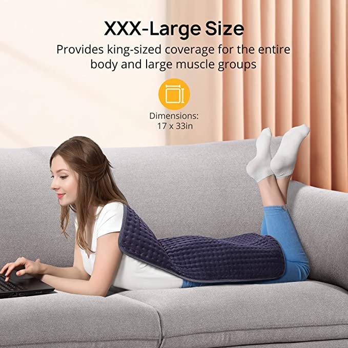 【33''×17''】Evajoy Heating Pad for Back Pain Relief, Extra Large Electric Heating Pads