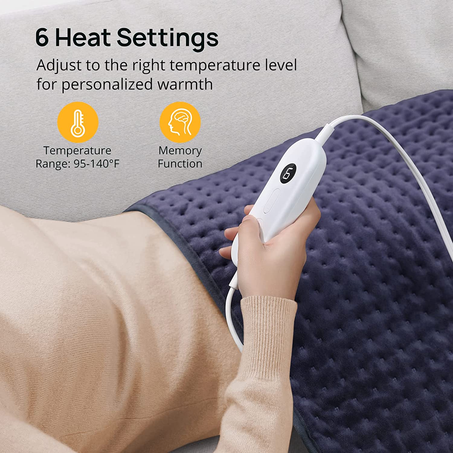 【33''×17''】Evajoy Heating Pad for Back Pain Relief, Extra Large Electric Heating Pads