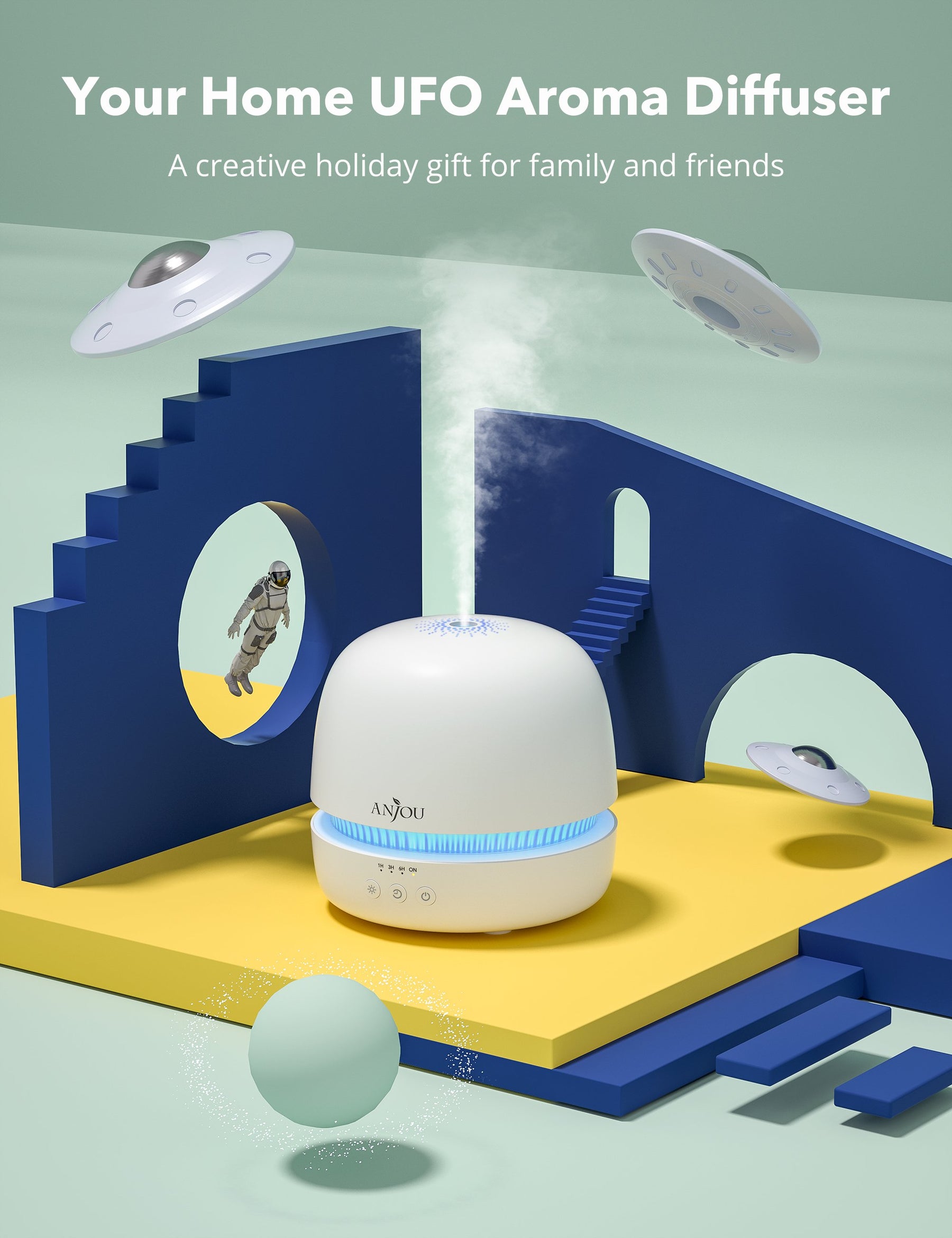 300ml Ultrasonic Aroma Diffuser with Continuous Aromatherapy-Anjou