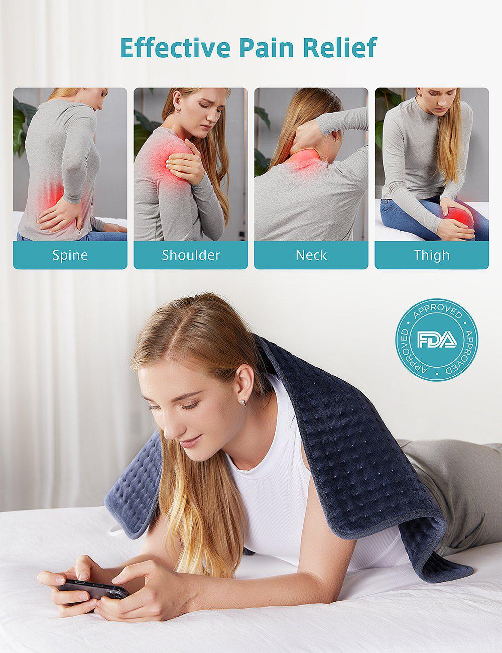 Homech Heating Pad for Back Pain and Cramps, Ultra-Soft Heat Pad-TaoTronics