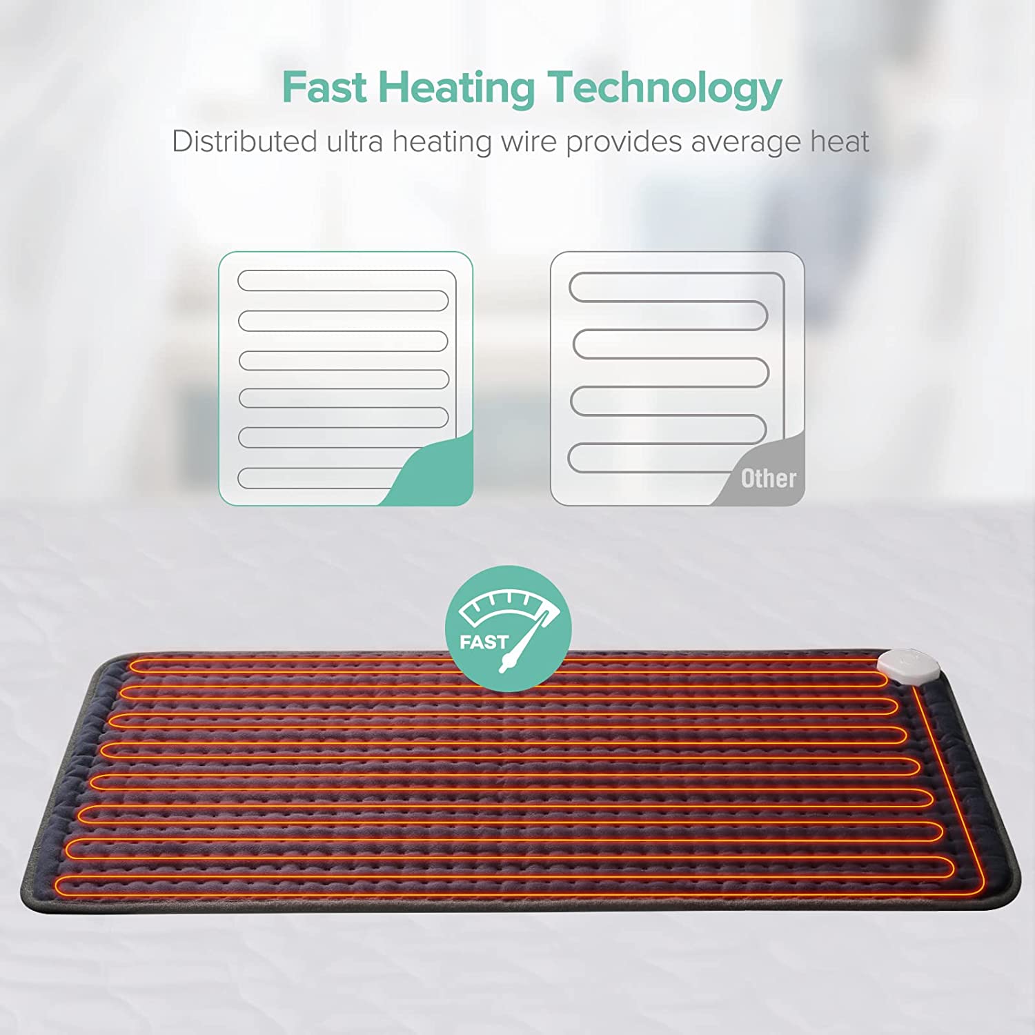 【33"x17"】Electric Heating Pad for Back Pain Cramps Relief, XXX-Large 33x17 Ultra Soft Fast Heating, Moist Dry Heat