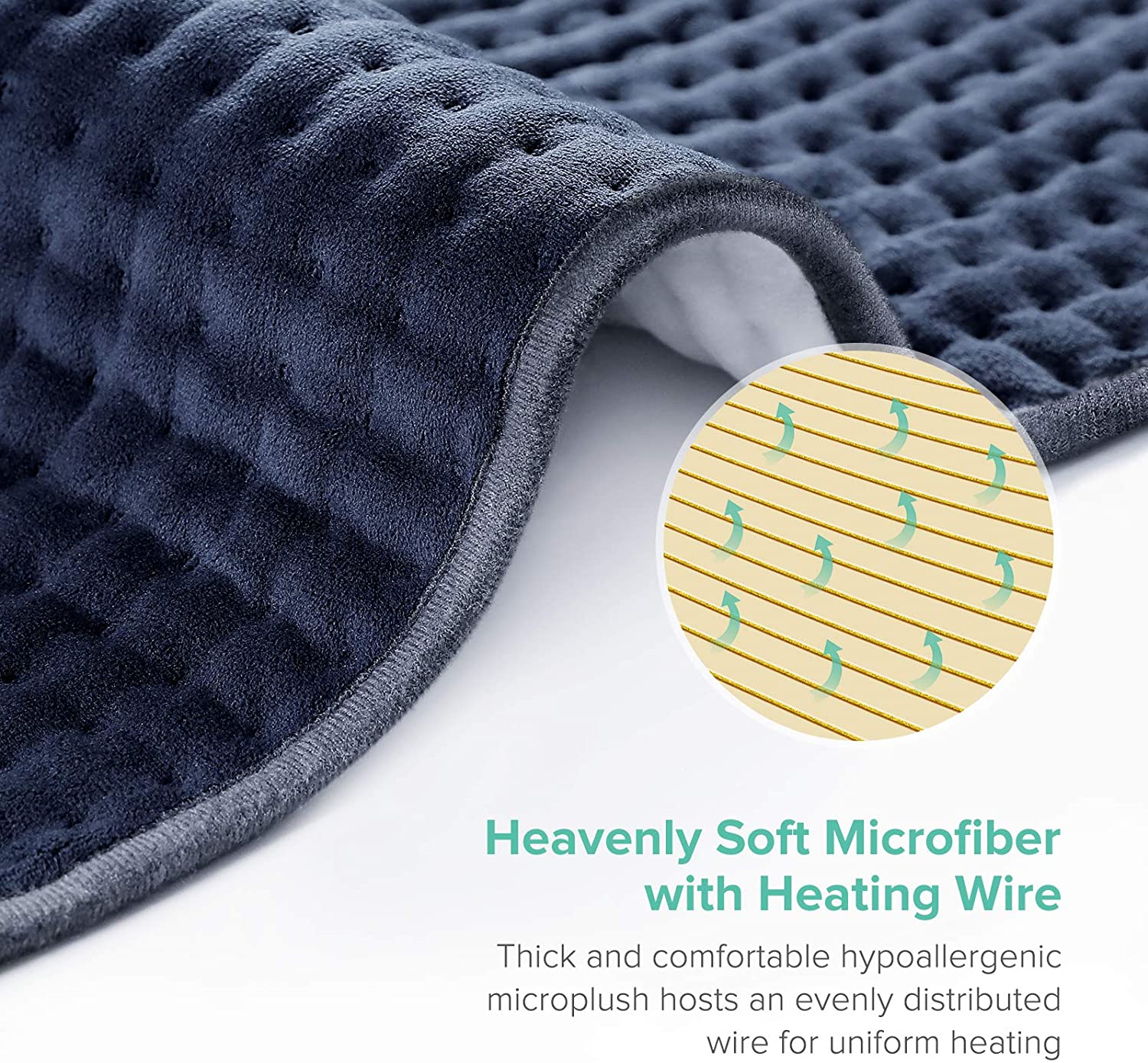 【33"x17"】Electric Heating Pad for Back Pain Cramps Relief, XXX-Large 33x17 Ultra Soft Fast Heating, Moist Dry Heat