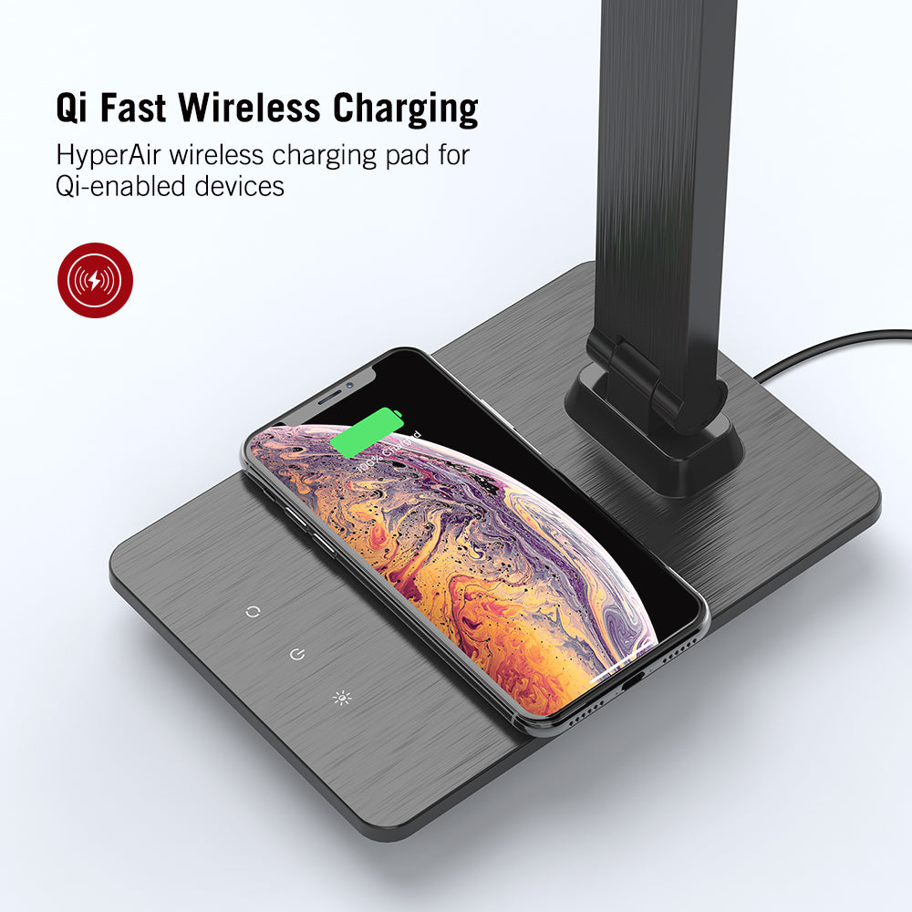 QI-Tech LED Desk Lamp DL057, Advanced-5th Generation Stable Wireless Charging for All Phones