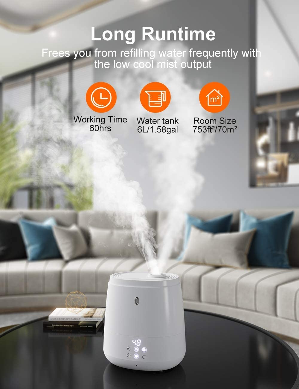 6L Humidifiers Warm and Cool Mist Humidifiers For Home-TaoTronics
