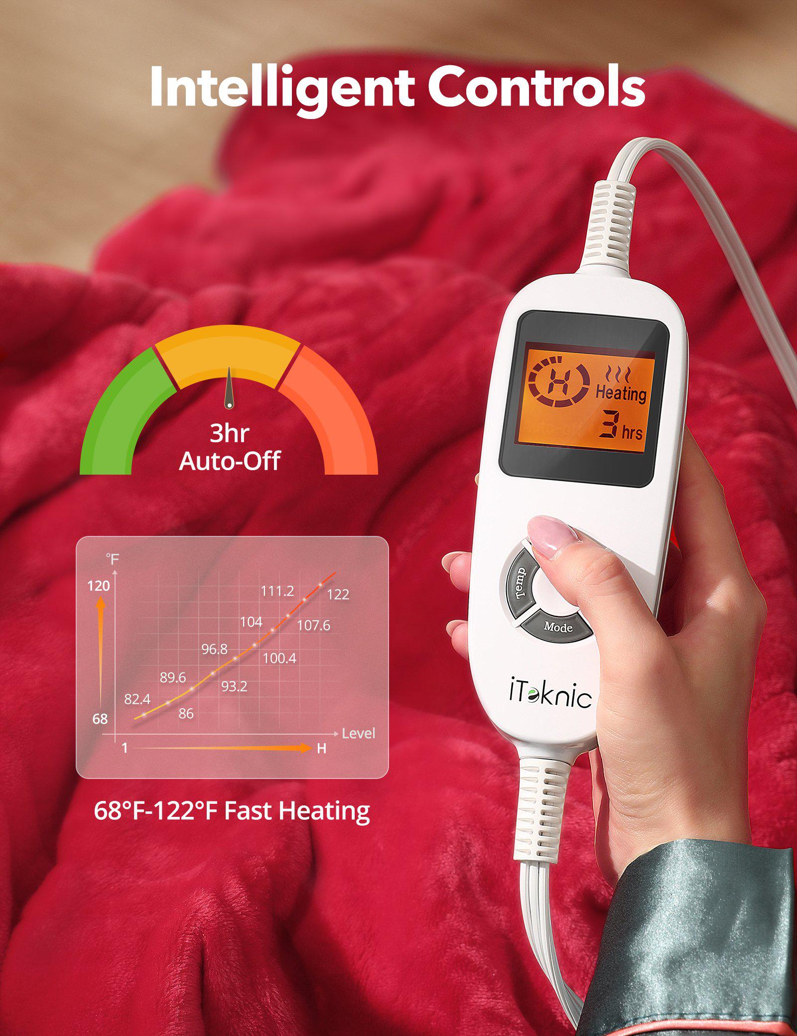 Homech Electric Heated Blanket, Throw 72'' x 84'' Full Size-TaoTronics US
