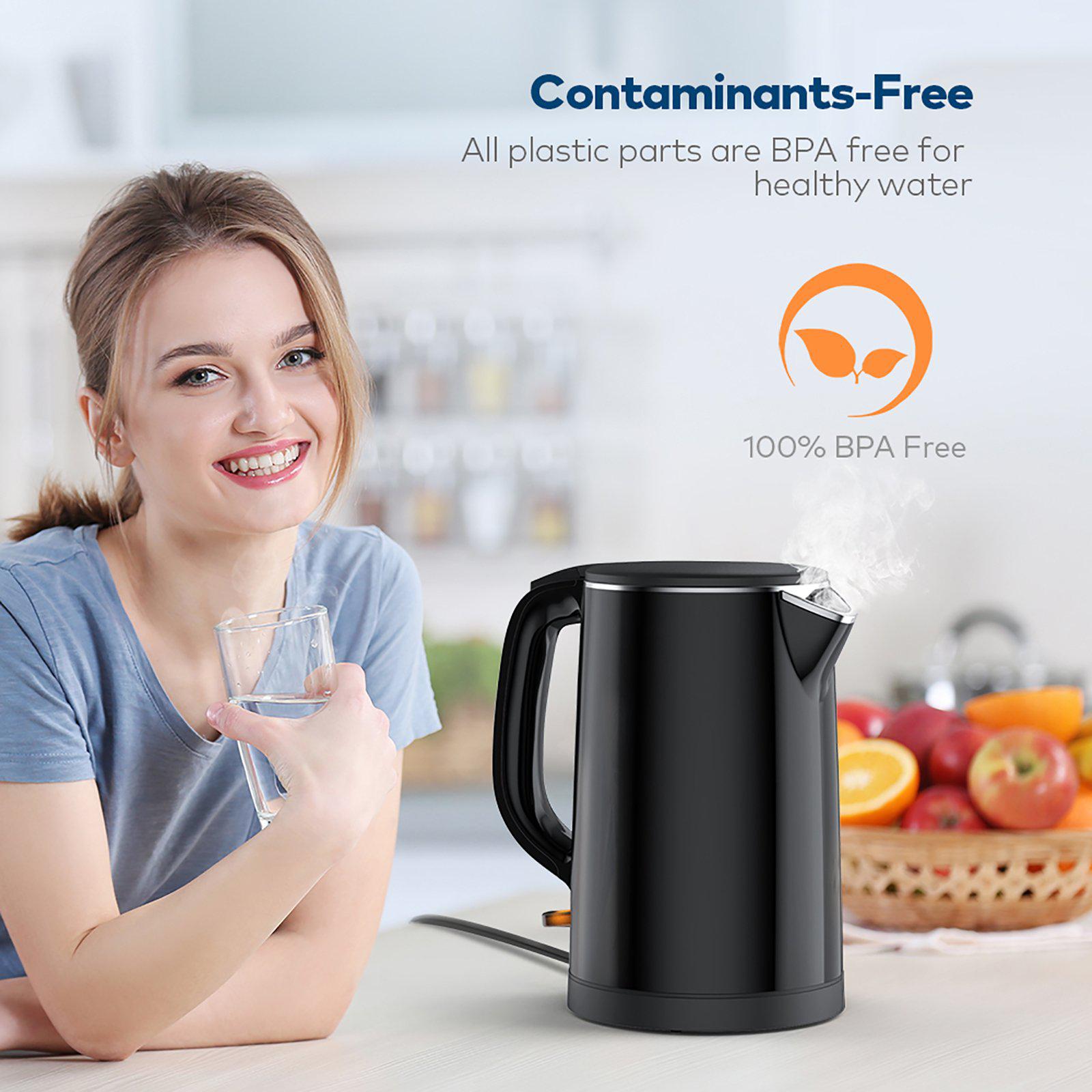 Electric Kettle, 1.5L Double Wall 100% Stainless Steel BPA-Free Cool Touch Tea Kettle with Overheating Protection-TaoTronics US