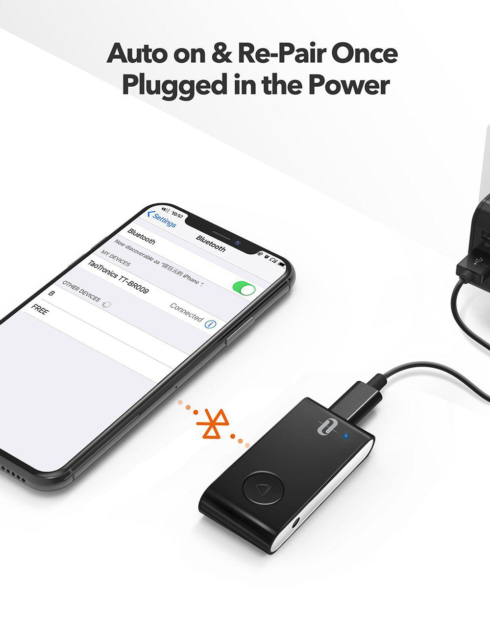 TaoTronics Bluetooth AUX Adapter AptX Low Latency Bluetooth Receiver BR009 Gallery 2
