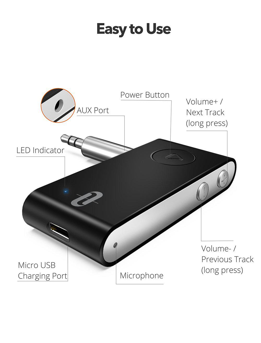 TaoTronics Bluetooth AUX Adapter AptX Low Latency Bluetooth Receiver BR009 Gallery 5