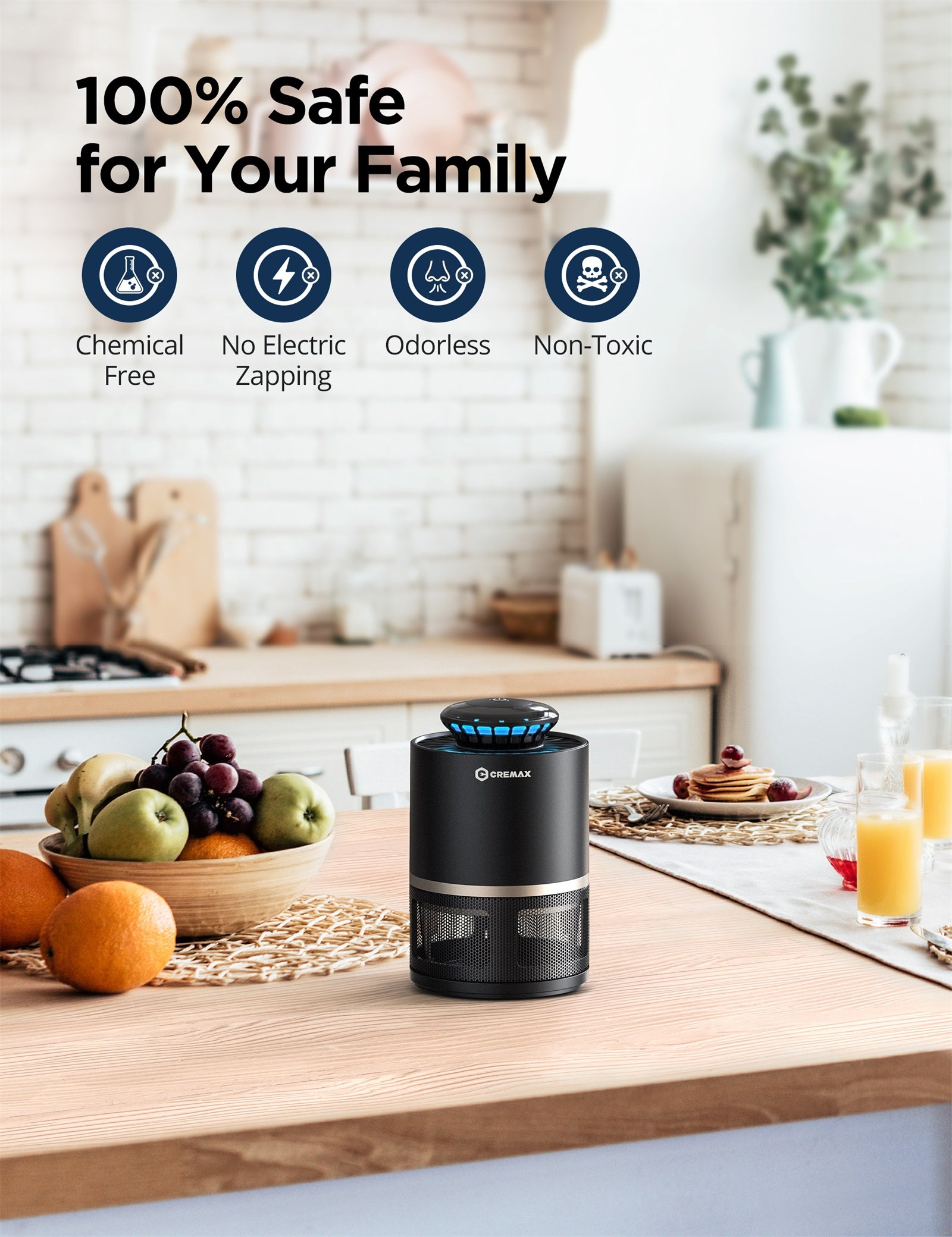 Mosquito Trap, Cremax Indoor USB Powered Bug Zapper Fly Killer Electric UV Light Insect Catcher with Smart Sensor for Fruit Fly-TaoTronics US
