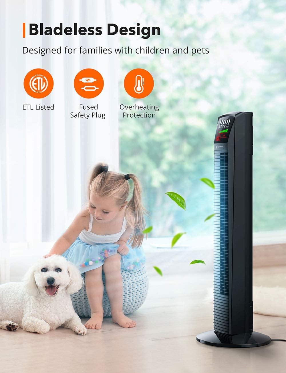 Oscillating Tower Fan 001 with Large LED Display-TaoTronics