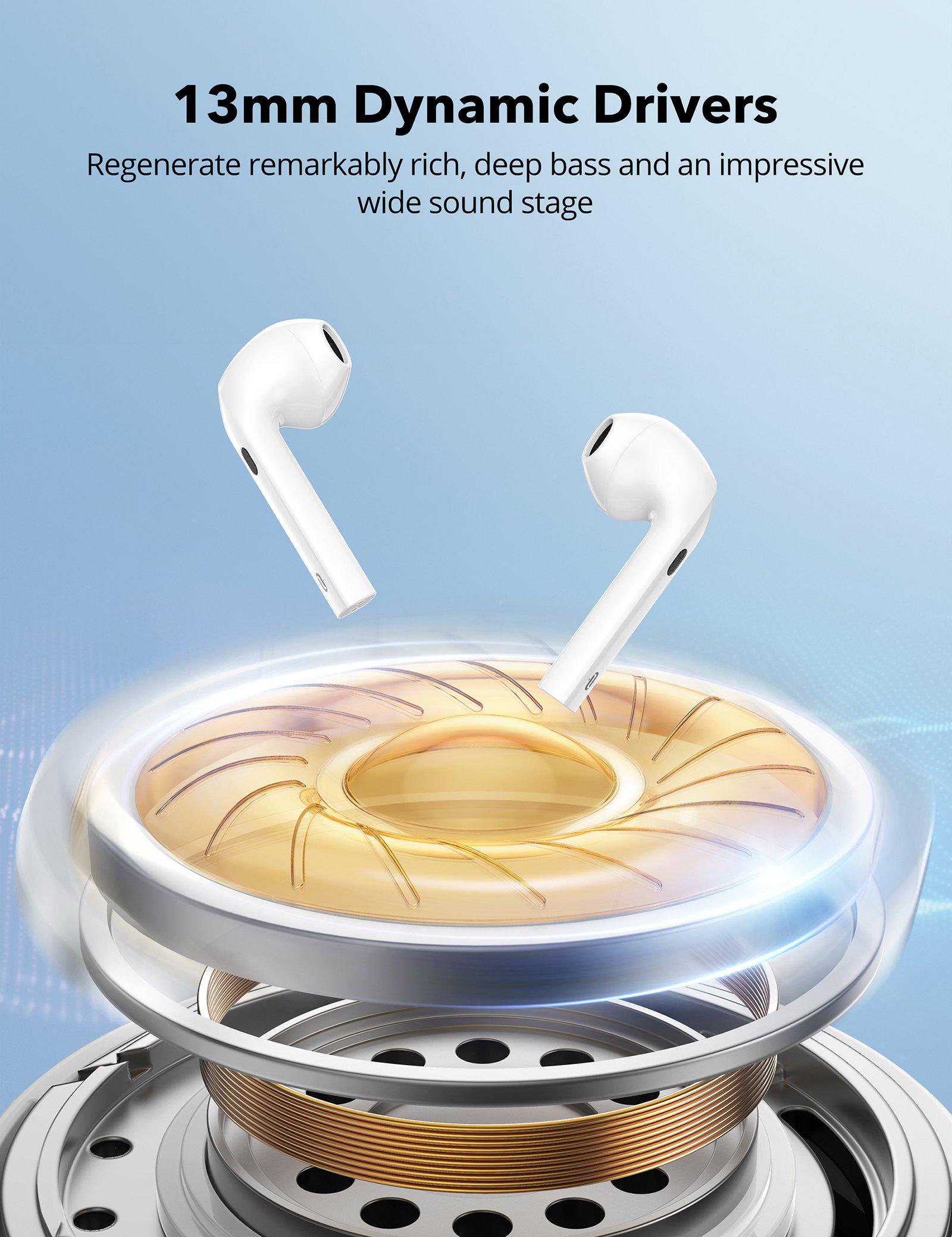 4 Noise Cancelling Microphones for Clear Call, Wireless Earbuds with Bluetooth 5.2-TaoTronics