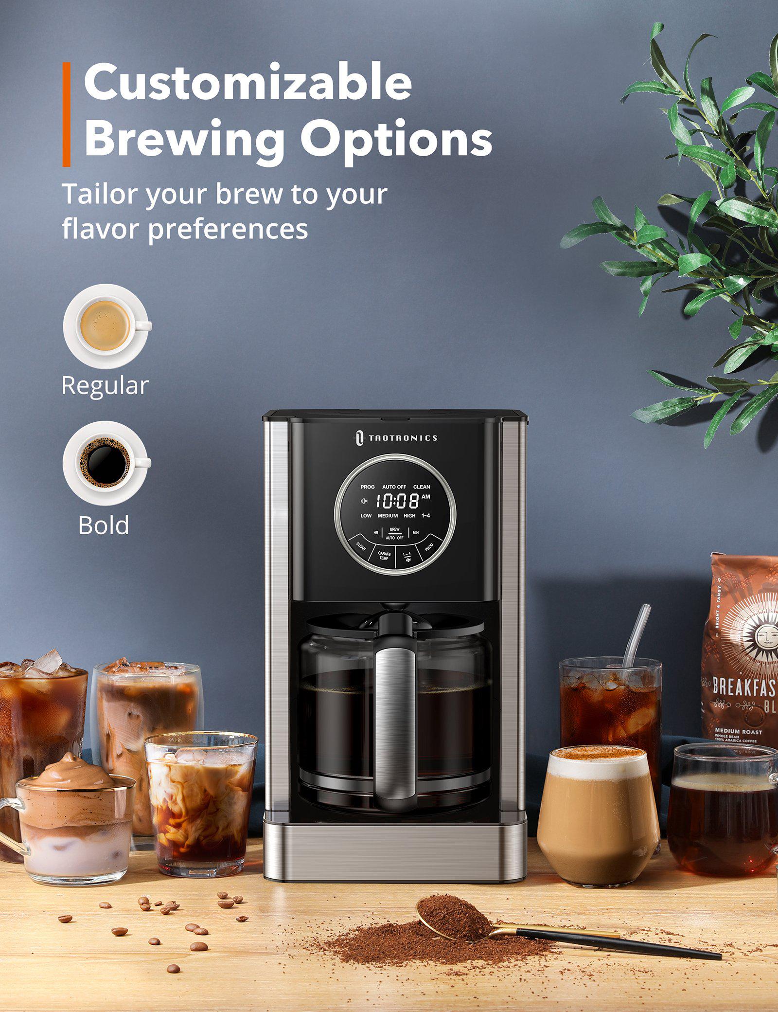 Coffee Machine with Glass Coffee Pot Filter and Timer-TaoTronics