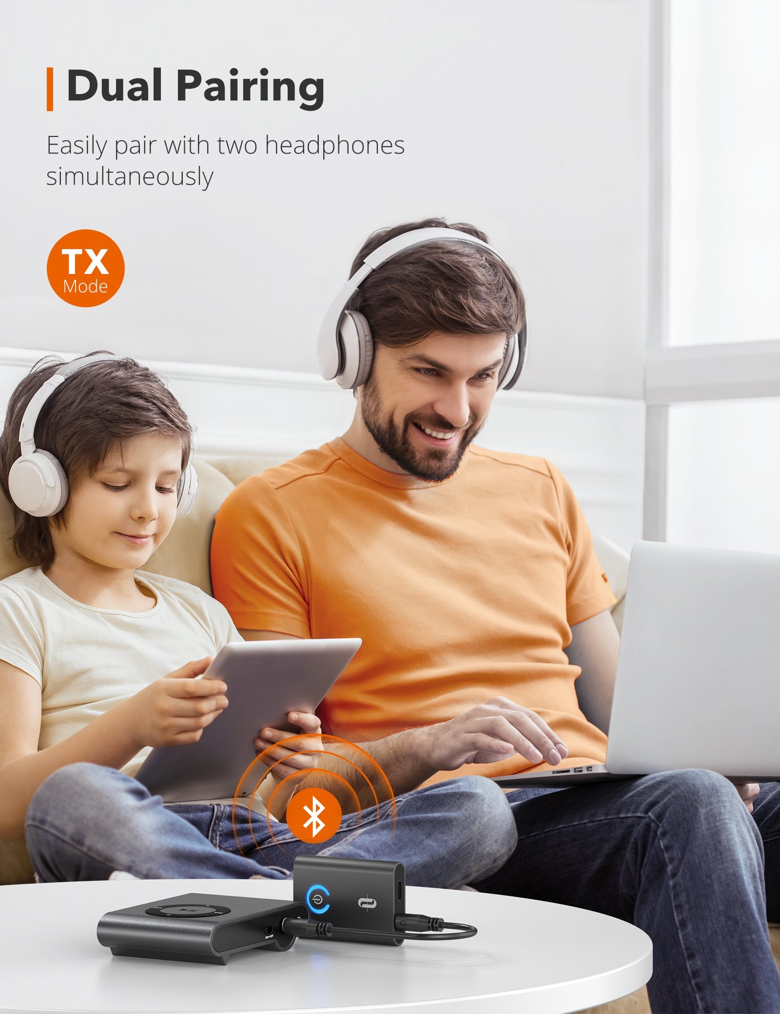 Bluetooth 5.0 Low Latency Transmitter and Receiver, 3.5mm Wireless Audio Adapter for TV/Home Stereo System