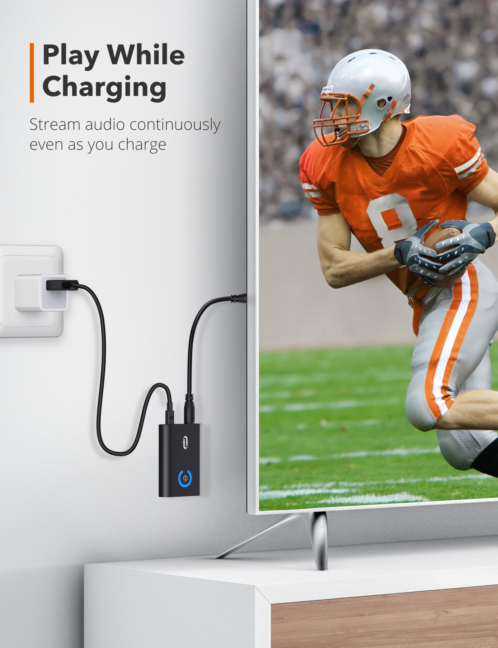 Bluetooth 5.0 Low Latency Transmitter and Receiver, 3.5mm Wireless Audio Adapter for TV/Home Stereo System