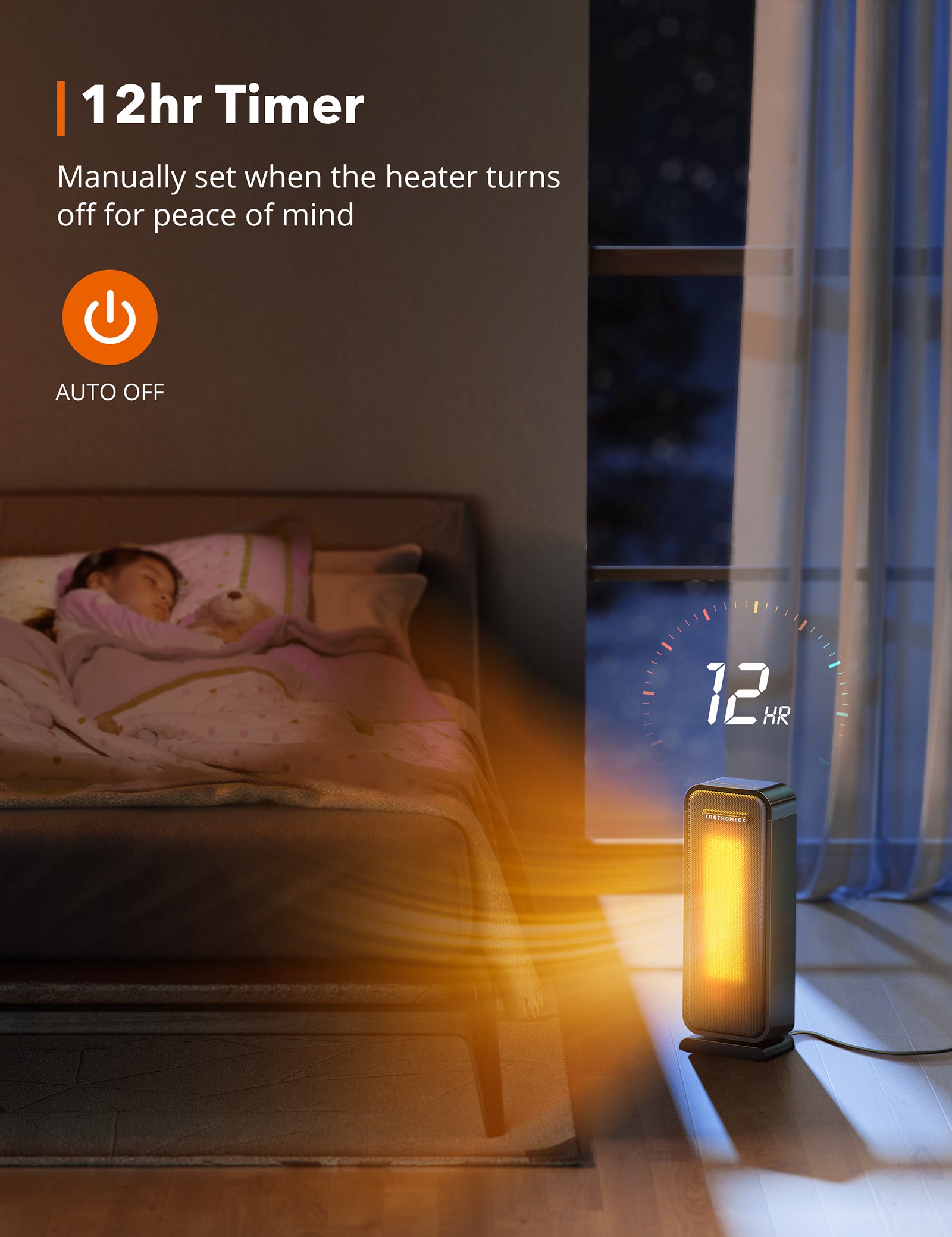 TaoTronics PTC Ceramic Space Heater 1500W Portable Tower Heater with 65° Oscillation-TaoTronics US