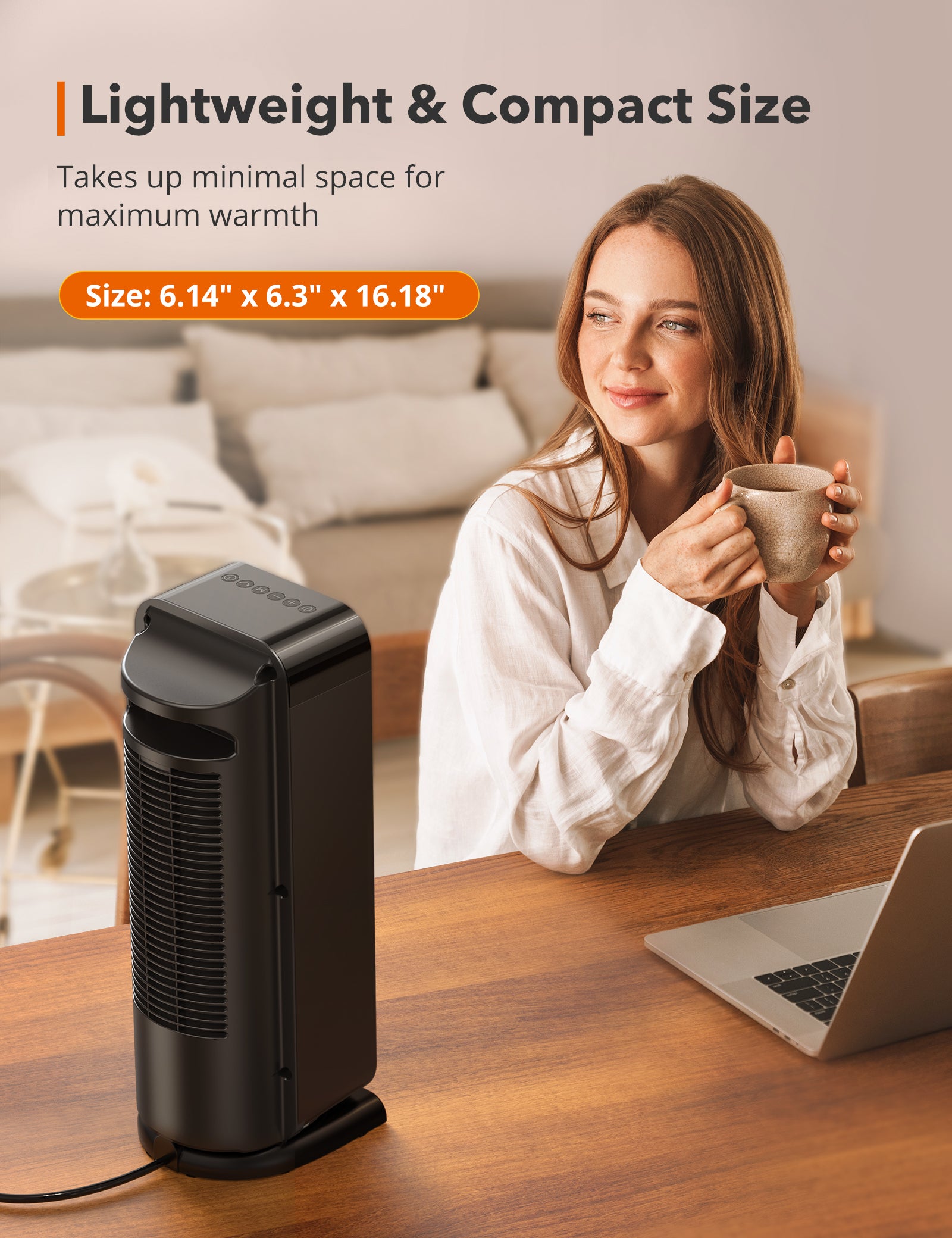 TaoTronics PTC Ceramic Space Heater 1500W Portable Tower Heater with 65° Oscillation-TaoTronics US