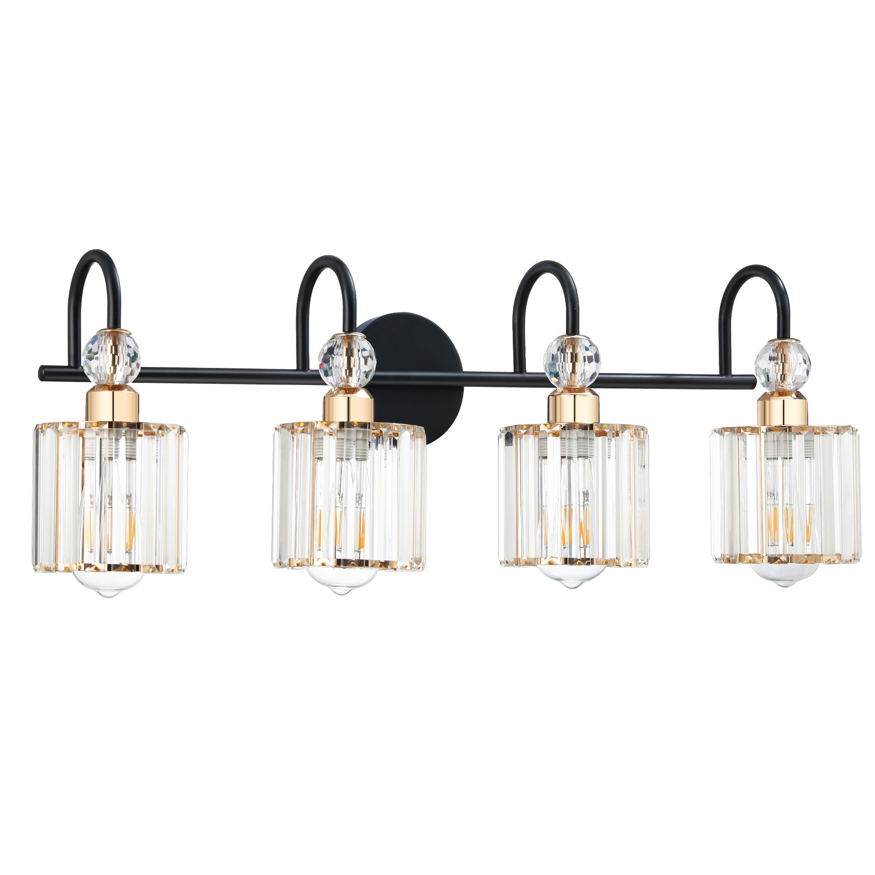 TaoTronics Black Gold Crystal 3-Light Vanity Lighting, Bathroom Vanity Lights Fixtures Over Mirror