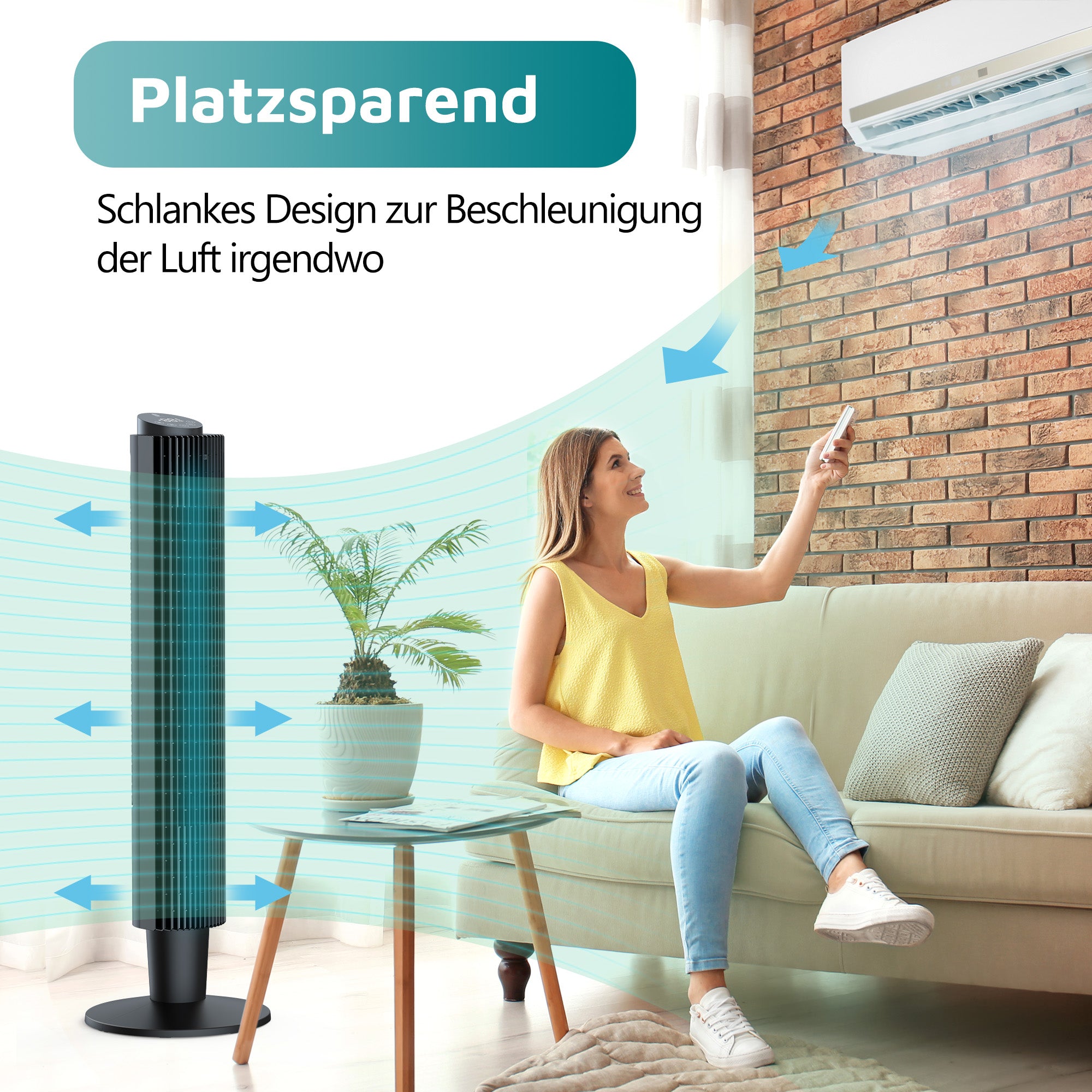 Paris Rhône  Oscillating Tower Fan TF005,42” or 36” Height Adjustable