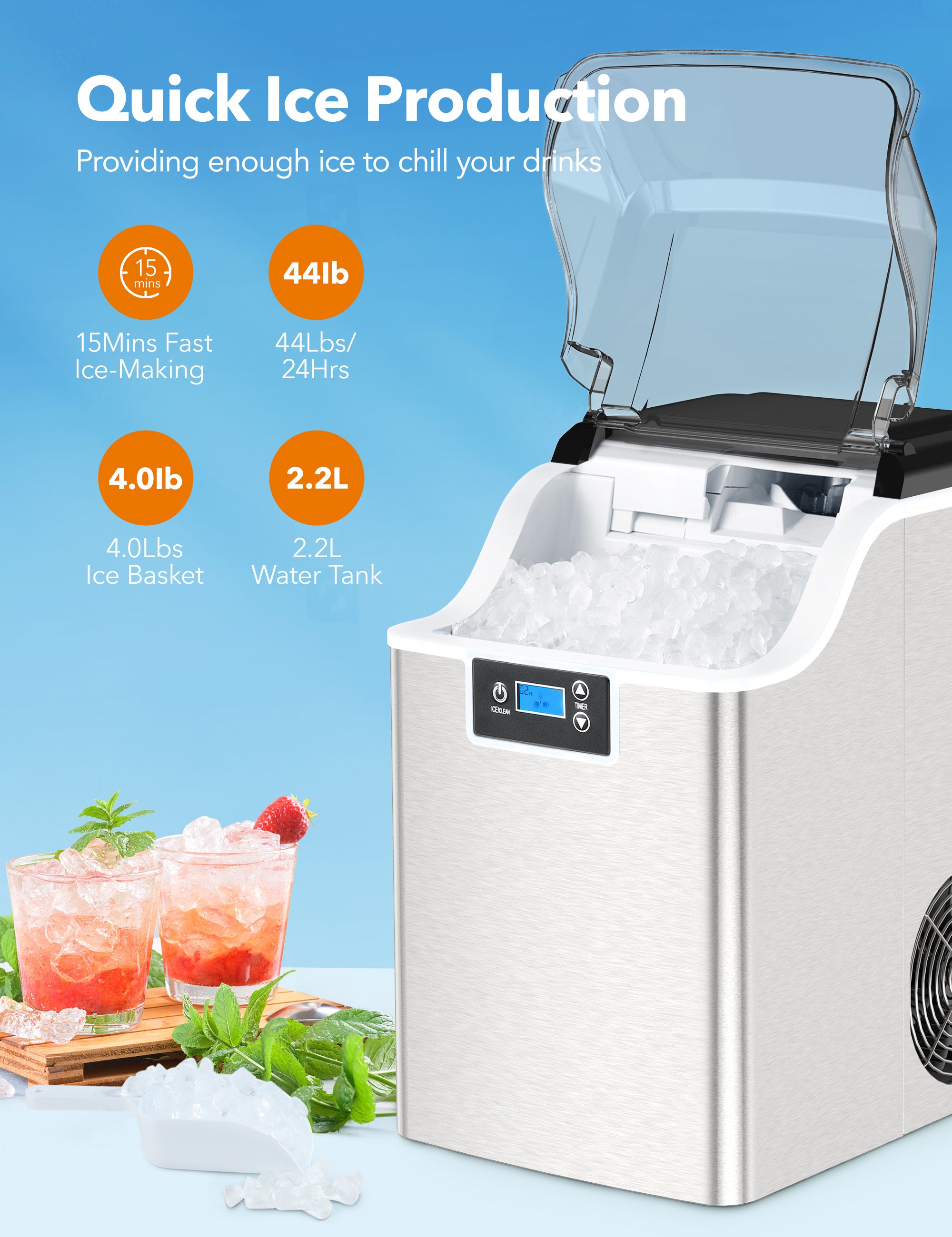 TaoTronics Ice Maker NB-IC001, Smart Countertop Compact Machine with One Click