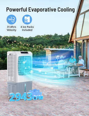 Paris Rhône Evaporative 3-in-1 Tower Fan Swamp Cooler Portable Humidifier 41" with 10.6 Gal Water Tank