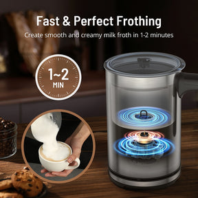 Miroco Milk Frother 011,with Hot & Cold Milk Functionality, Automatic Stainless Steel Milk Steamer