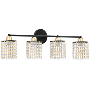 TaoTronics 4-Light Vanity Light, Bathroom Light Fixtures with Crystal Light Chain Bathroom Light Over Mirror