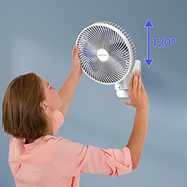 8” Small Wall Mount Fan with Remote Control, 90°Oscillating, 4 Speeds, Timer