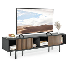 Evajoy TV Stand, Wood Entertainment Center with Storage Shelves Cabinet, 70'' Mid Century Modern Television Stand