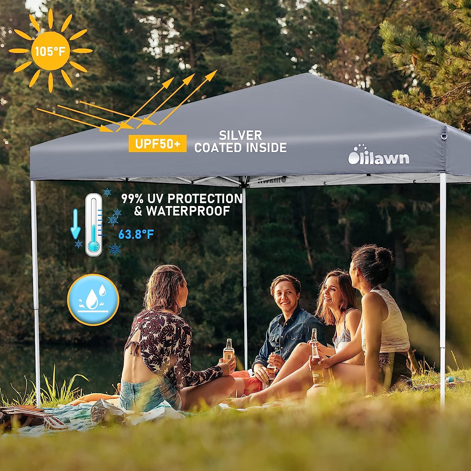 10x10 Canopy Pop up Canopy OLILAWN, Canopy Tent 10x10 with UPF 50+ Waterproof