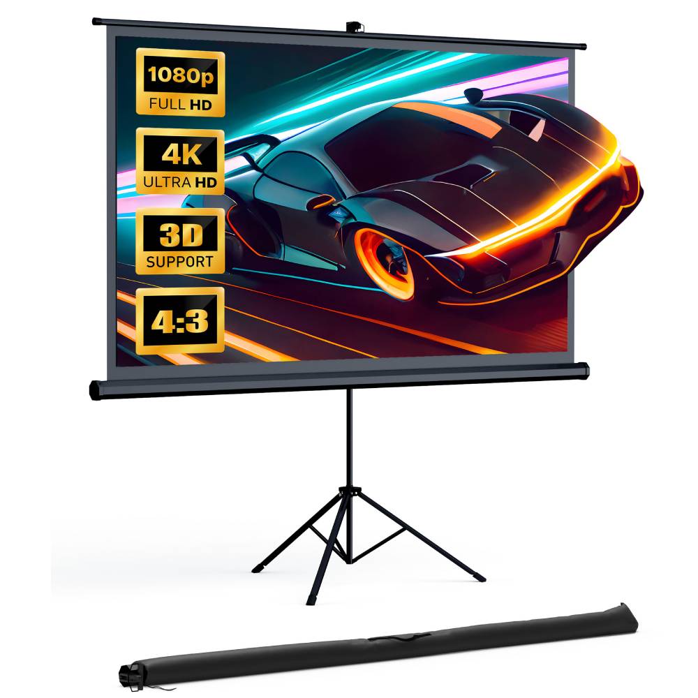 TaoTronics 4k Projector Screen and Stand HP002, 100/120 inch Large 4K HD 16:9 PVC Movie Projection Screen 2024