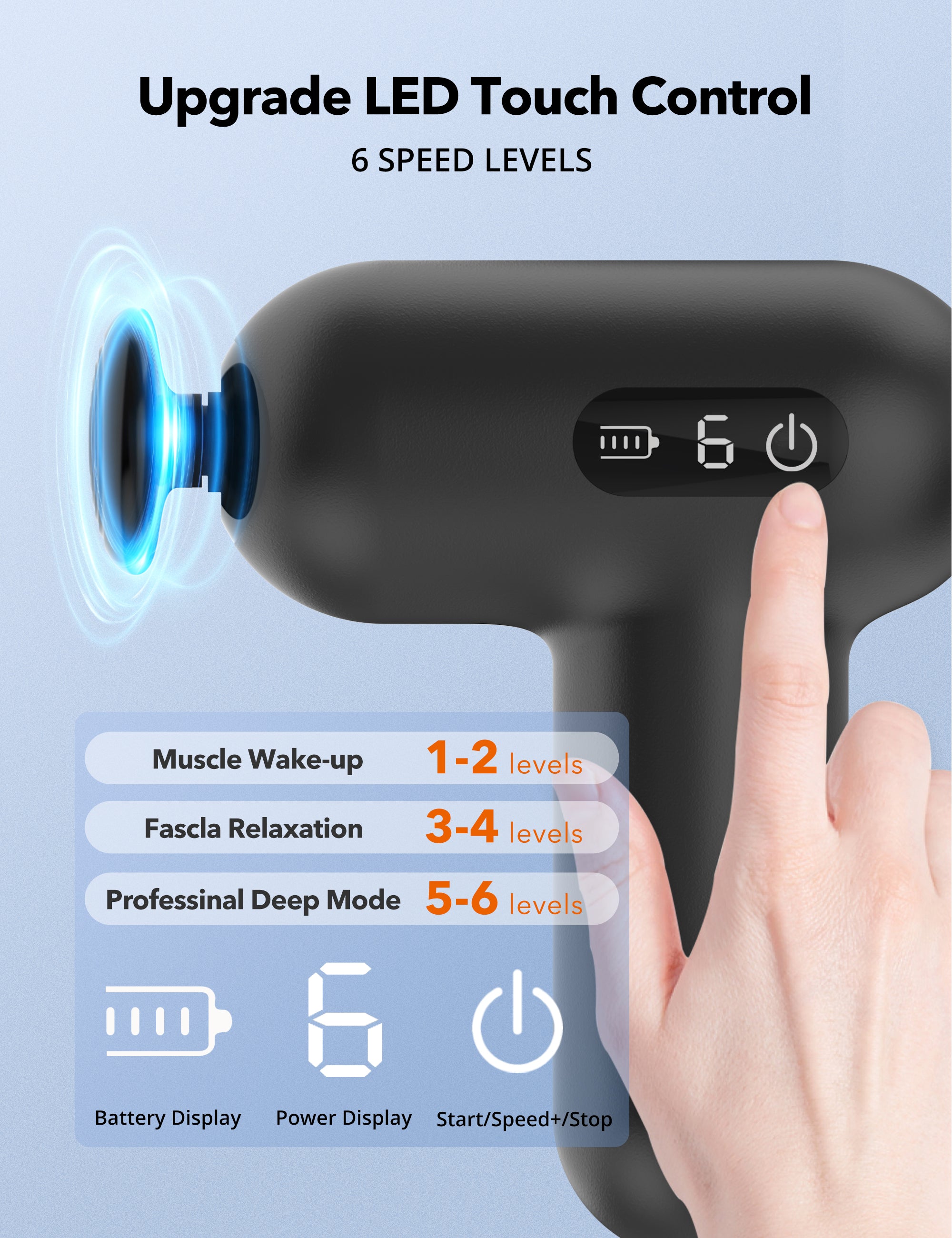 TaoTronics | Massage Gun TT-PCA005, LED Touch Control Massager