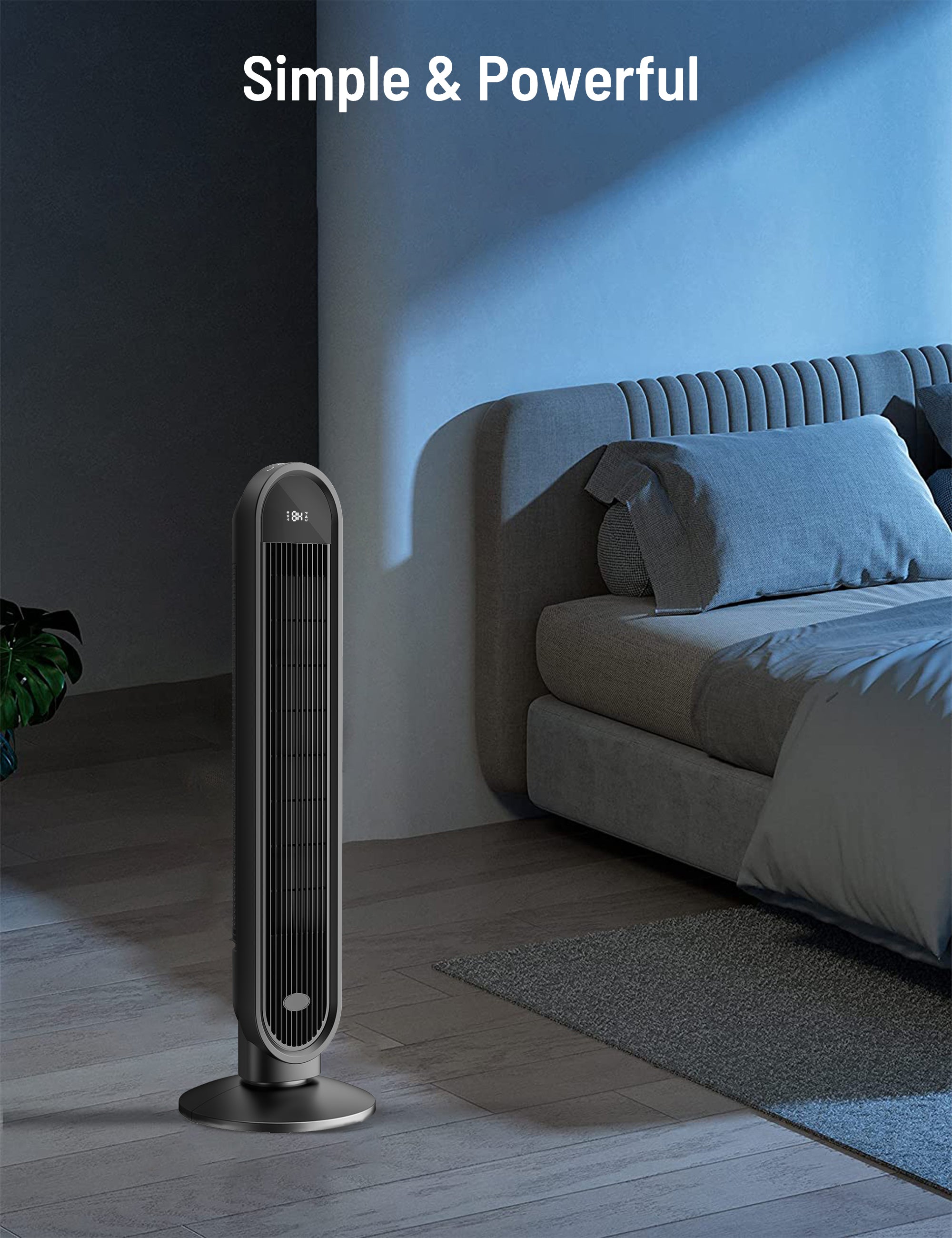 38” Oscillating Tower Fan with Remote, LED Display Cooling Tower Fan for Bedroom, Living Room, Offices & Kitchen PE-TF033