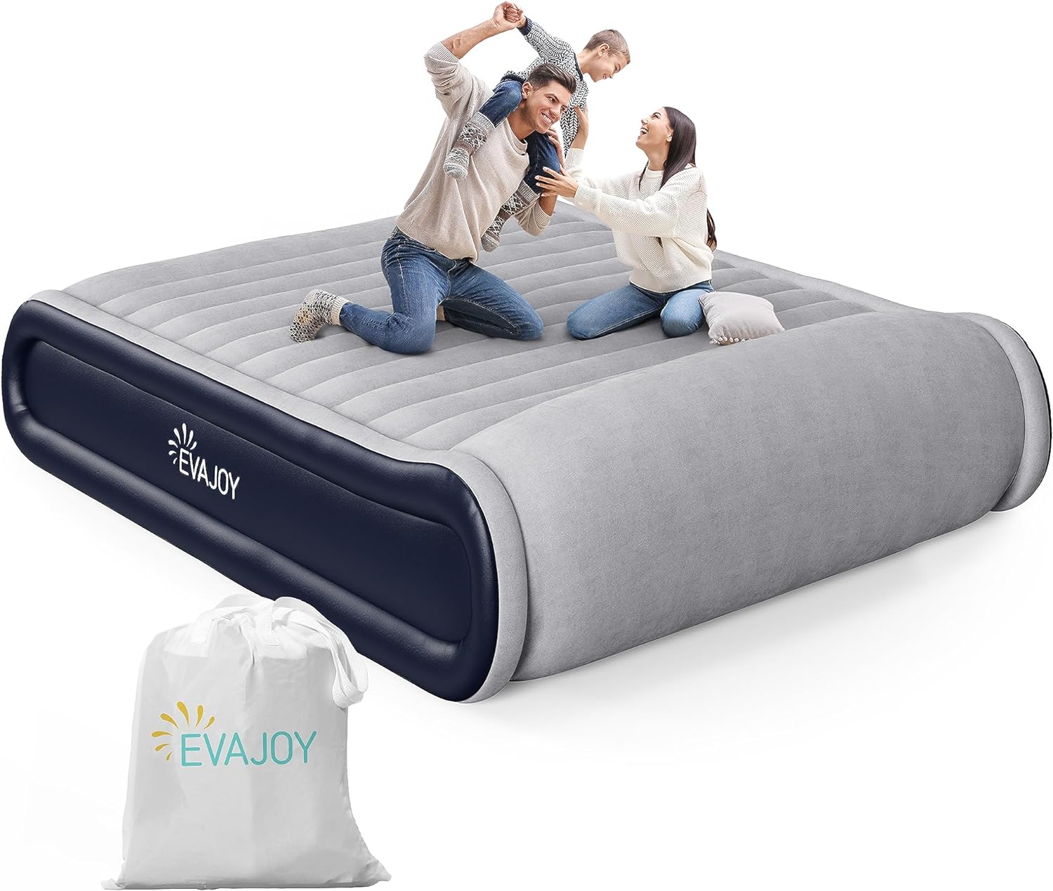 Evajoy HF004 Elevated  Air Mattress with Built-in Pump, Portable Queen Size Air Mattress WM