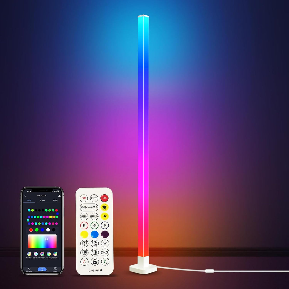 TaoTronics LED Floor Lamp, Smart RGB Corner Lamp with App and Remote Control