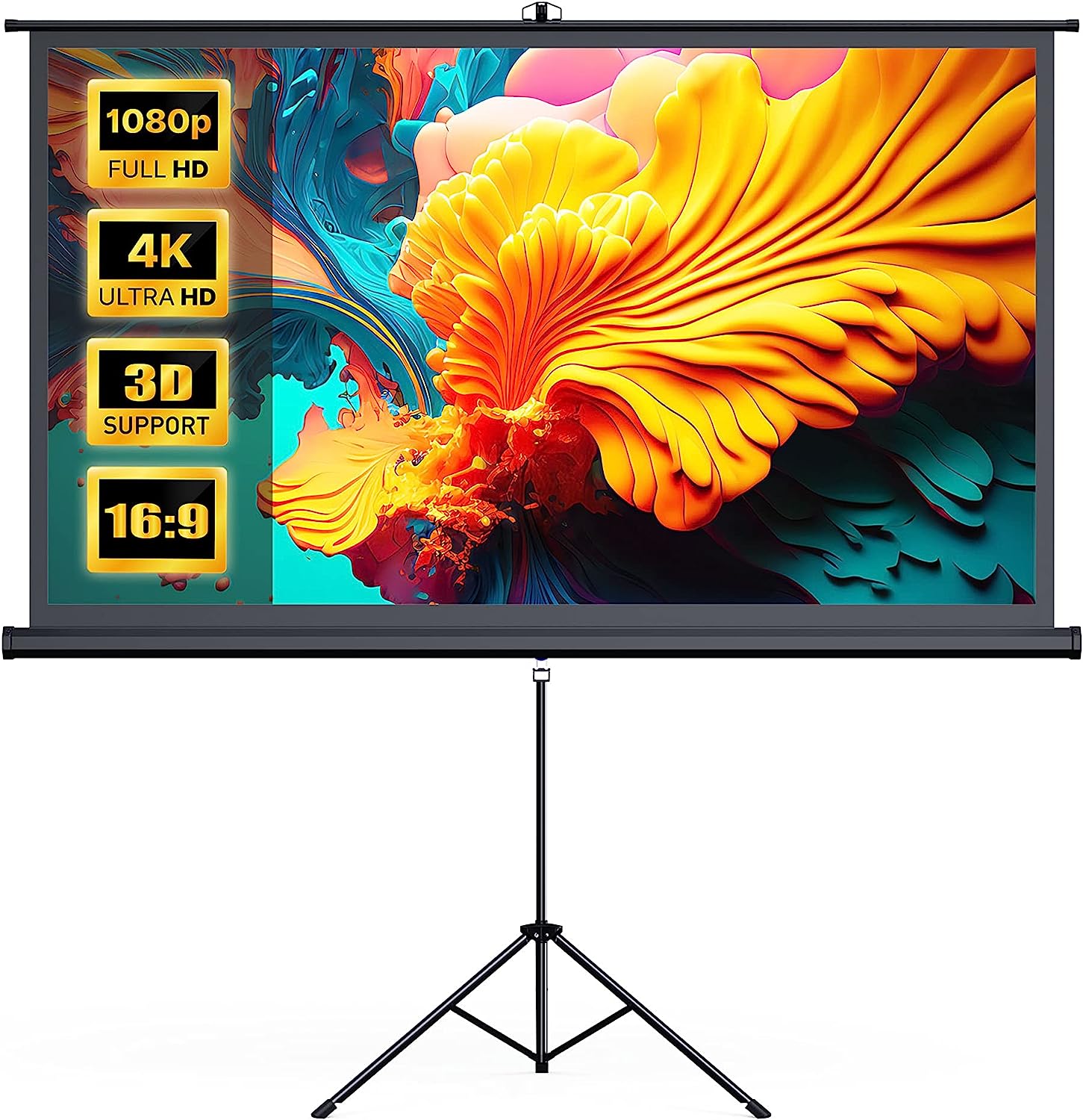 TaoTronics Projector Screen and Stand HP002, 100/120 inch Large4K HD 16:9 PVC Movie Projection Screen