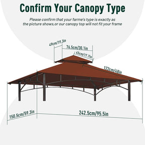 Grill Gazebo Replacement Canopy Roof, 5' x 8' Outdoor BBQ Gazebo Canopy Top Cover, Double Tired Grill Shelter Cover with Durable Polyester Fabric