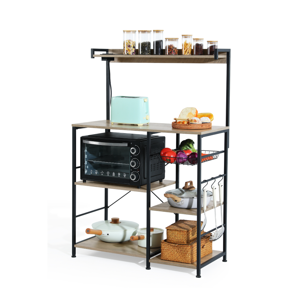 8-Tier Kitchen Baker's Rack with Power Outlets, Microwave Oven