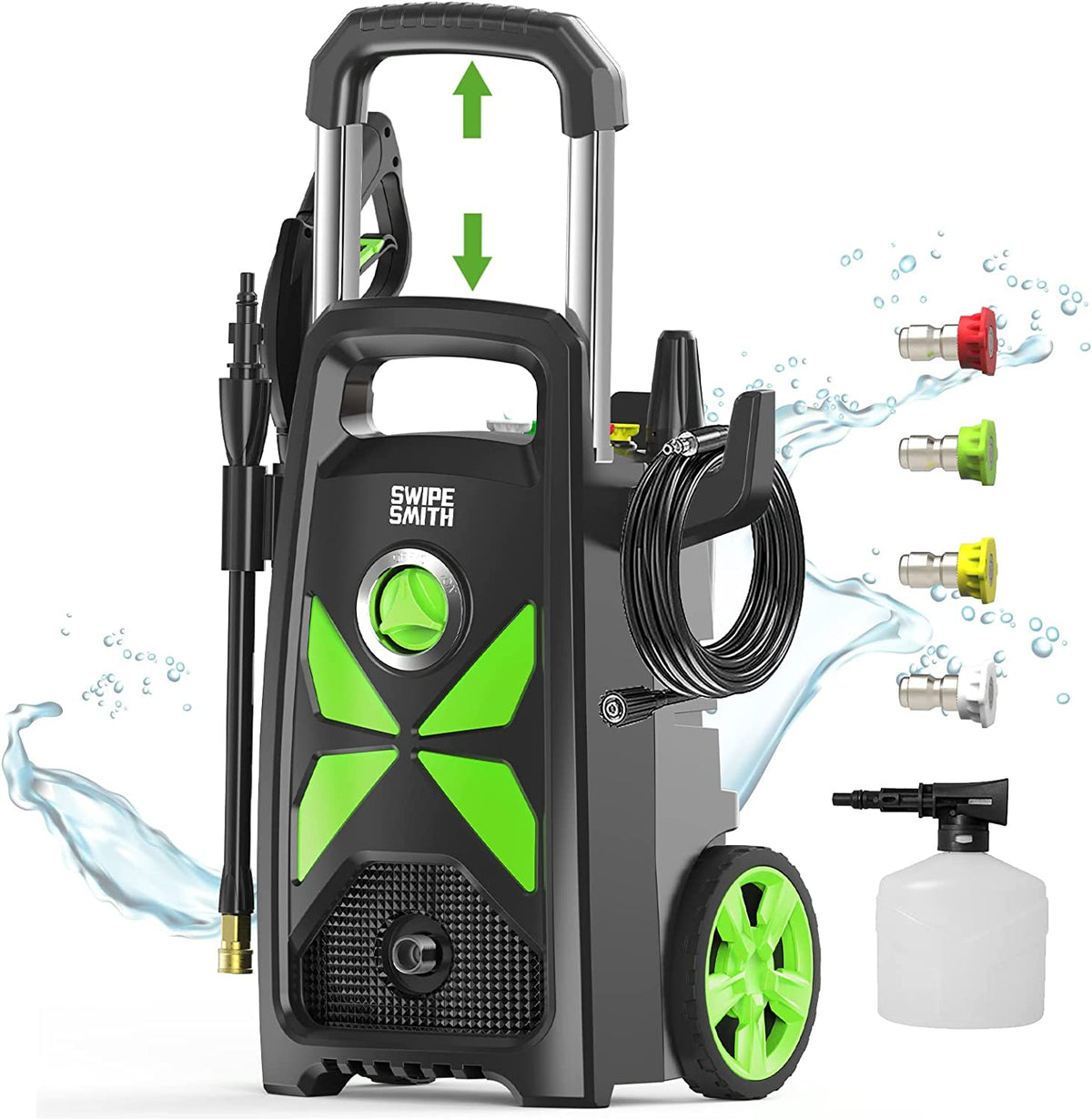 SWIPESMITH Electric Pressure Washer, 2500 Max PSI 2.4 GPM Power Washer with Telescopic Handle WM