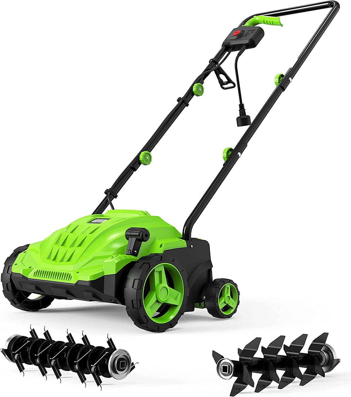 SWIPESMITH 13-Inch 12 Amp Electric Dethatcher Scarifier, 2-in-1 Lawn Dethatcher with Two Safety Switches, 4-Position Depth Adjustment