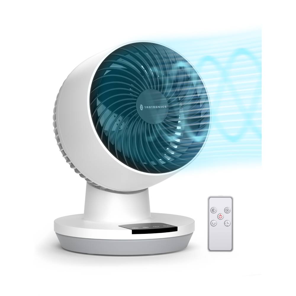 Taotronics Desk Fan with Remote, Cover 161sq.ft, 3 Speeds 8" Oscillating Smart Touch Quiet Air Circulator Fan