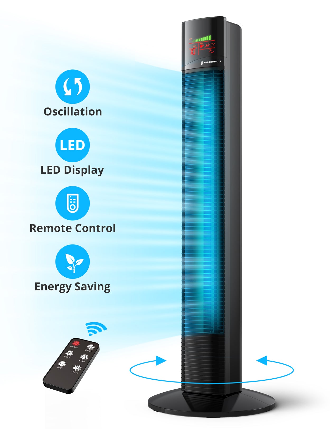 TaoTronics 36” Oscillating Tower Fan with Remote TT-TF002