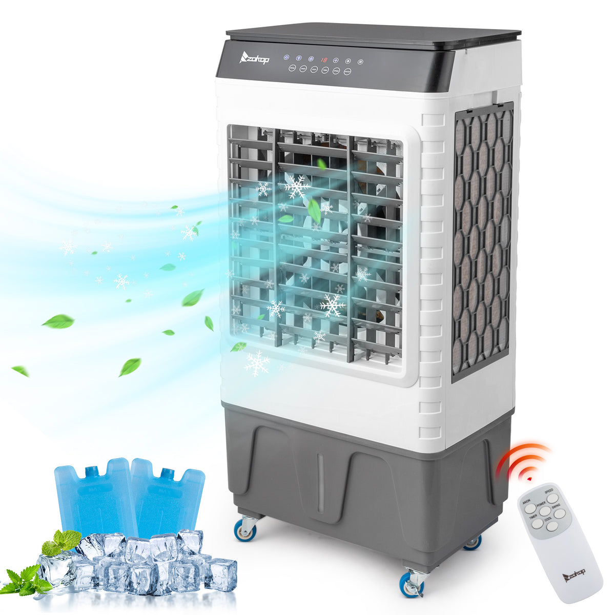 3-in-1 Portable Evaporative Cooler - 2940CFM, Remote Control, 450 Sq.ft, 13.2 Gal, 3 Speeds, 3 Modes, 12H Timer