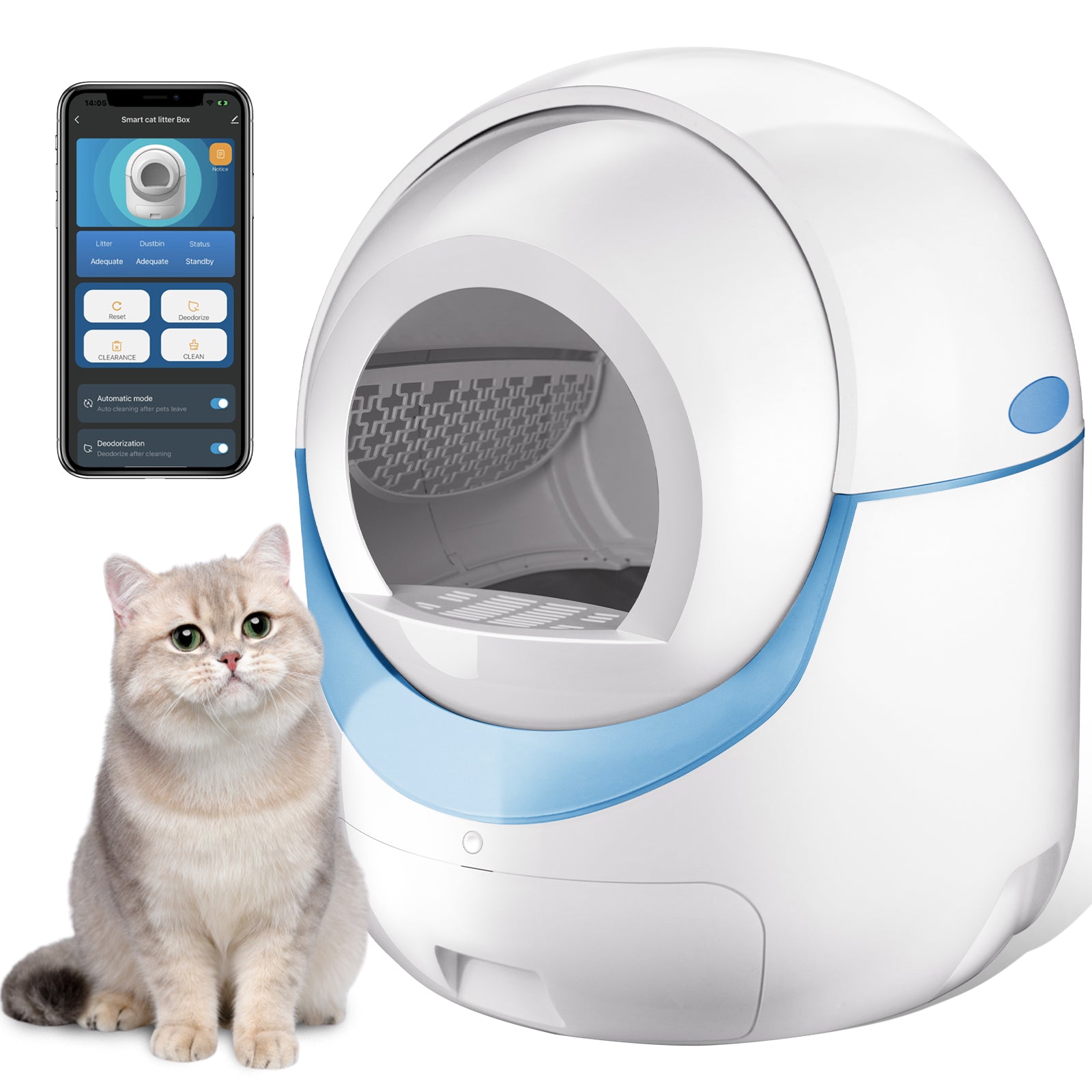 Self-Cleaning Cat Litter Box, Automatic Cat Litter Box for Multiple Cats with APP Control