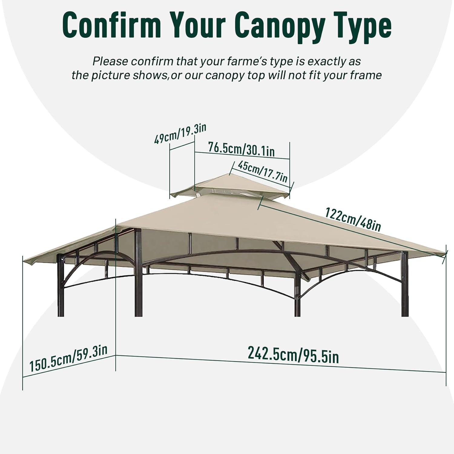 Grill Gazebo Replacement Canopy Roof, 5' x 8' Outdoor BBQ Gazebo Canopy Top Cover, Double Tired Grill Shelter Cover with Durable Polyester Fabric