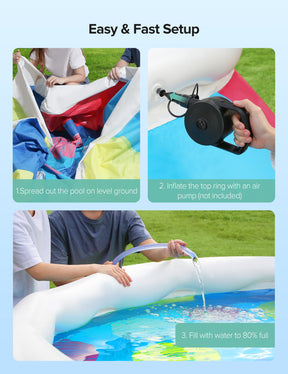 Evajoy Inflatable Swimming Pool Above Ground Pool 10ft x 30in Fast Set Pools WM