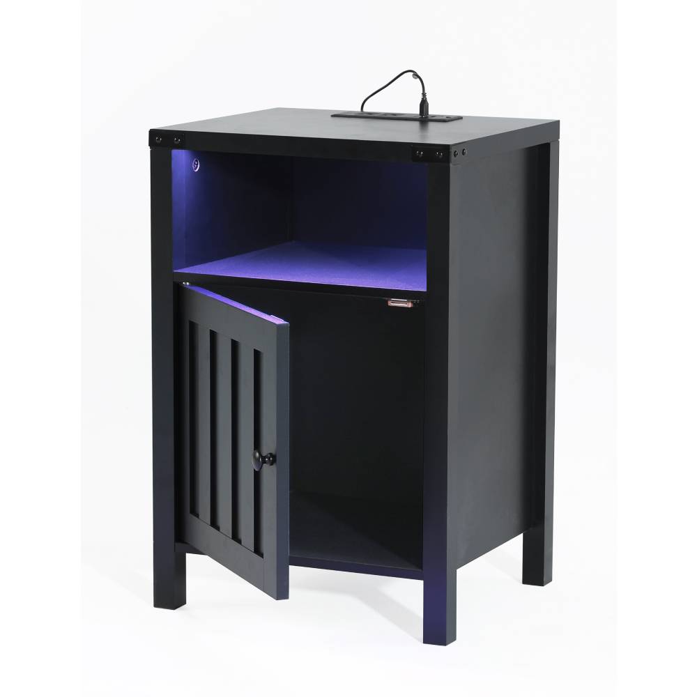 Cyber Monday Evajoy Nightstand with Charging Station, Side Table with RGB Light Strip, Modern End Table Beside Table with USB Ports and Outlets 2023