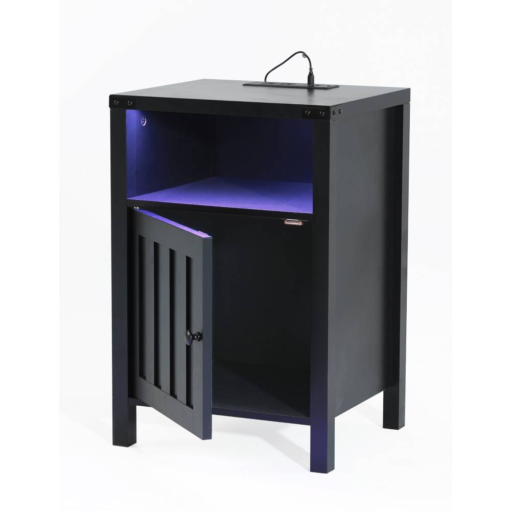 Evajoy Nightstand with Charging Station, Side Table with RGB Light Strip, Modern End Table Beside Table with USB Ports and Outlets 2024