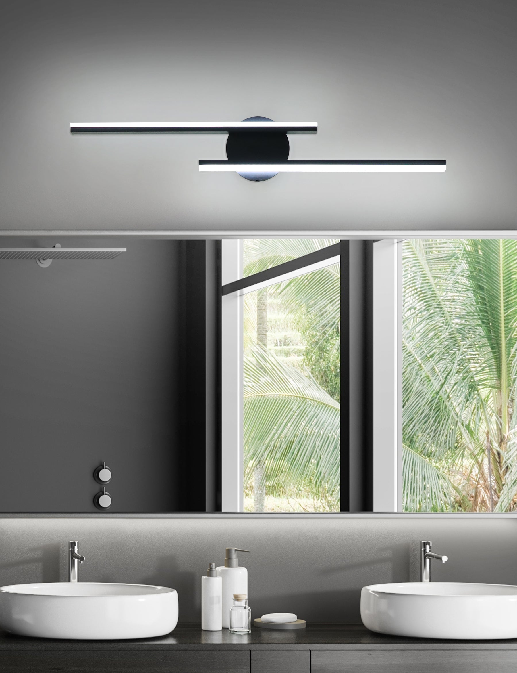 TaoTronics 28in Dimmable Modern Black LED Vanity Light Fixtures for Bathroom Over Mirror Lighting